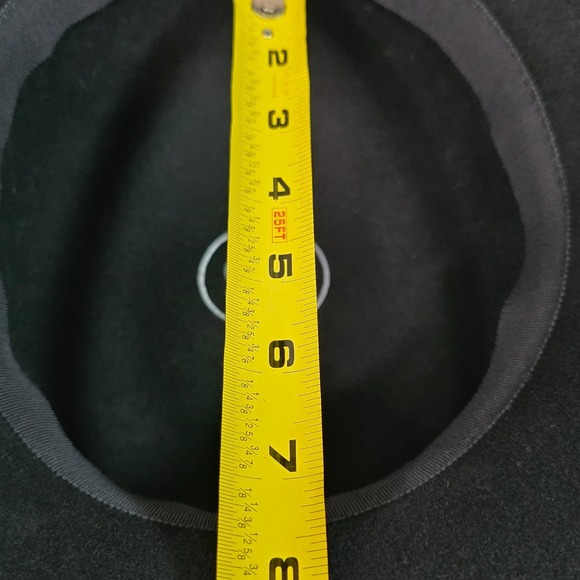 Scala USA Vintage Black Wool Felt Cloche Rose Hat 21" 1920s Gatsby Style 80s 90s - Picture 11 of 14